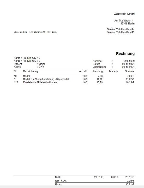 Rechnung vorschau