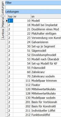 Leistungs, Materialleiste und Jumboleiste