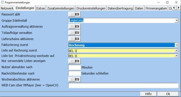 Programmeinstellungen